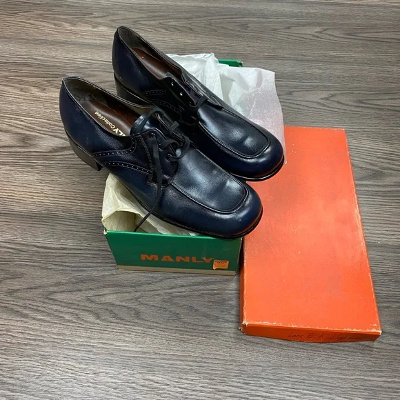 1970’s NEW NOS Freeman Manly Navy Blue Disco Shoes 9.5 1970 main image 4